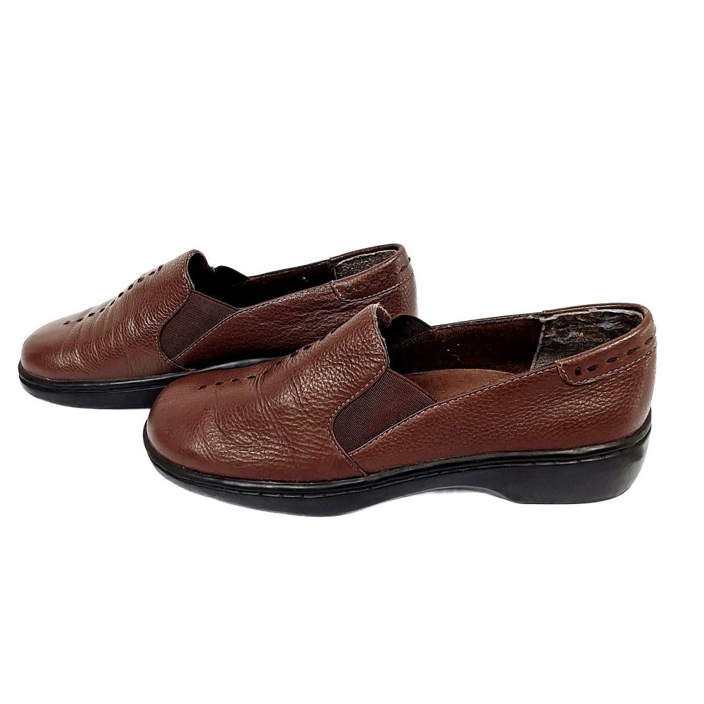Sbicca of California Brown Pebbled Leather Slip On Loafers Shoes Womens 7.5M